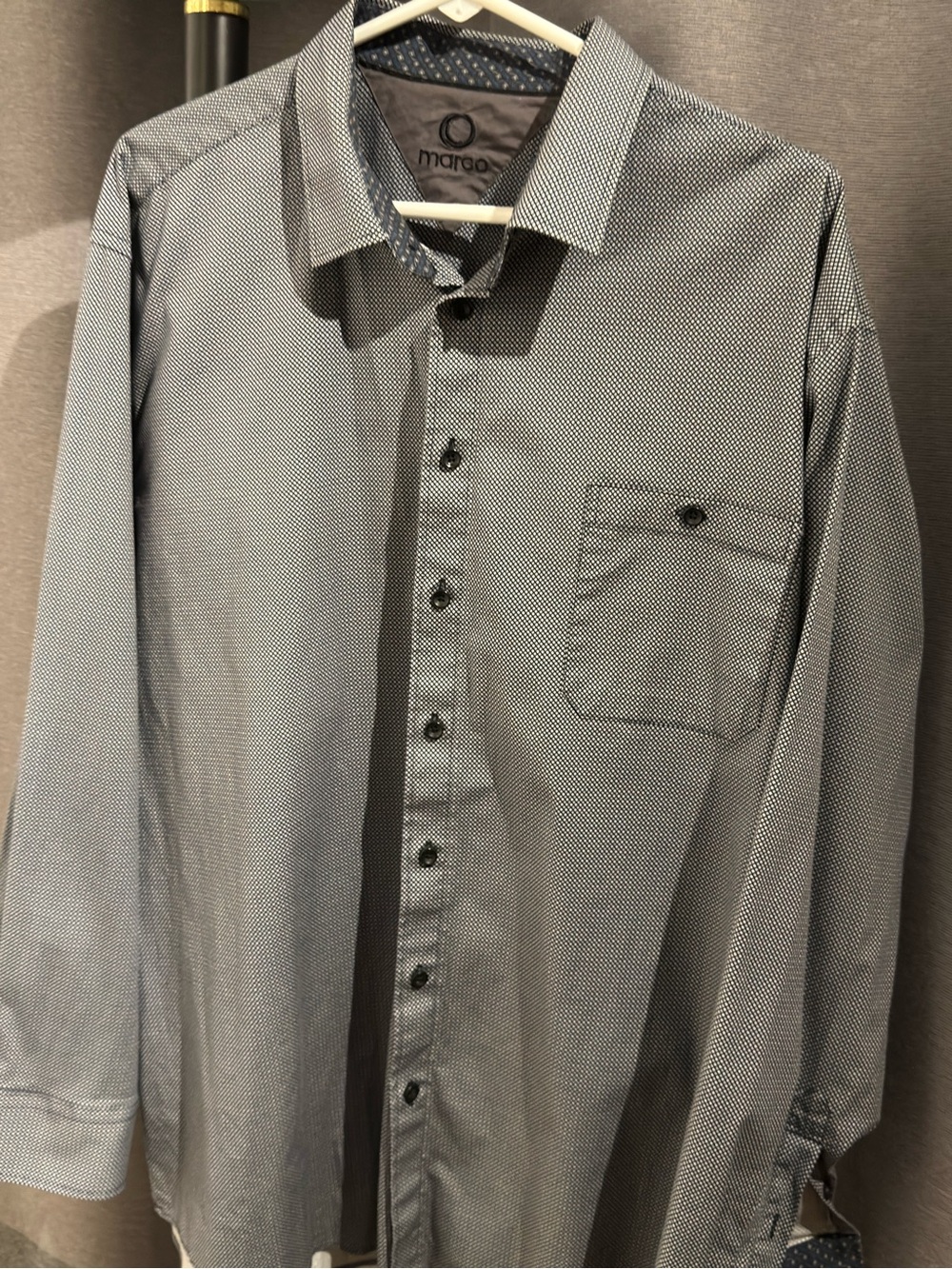 Men's Blue Micro-Pattern Long Sleeve Shirt